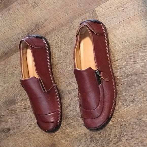 Mens leather slip on loafers rich brown. New🖤sz10 - Picture 4 of 6